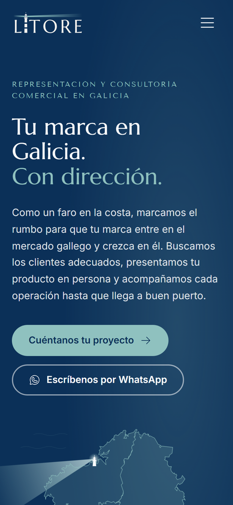 Portada de la nueva web de Lítore vista en un móvil